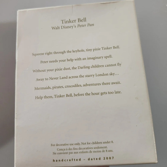Hallmark Disney Tinker Bell Peter Pan Keyhole 2007 KEEPSAKE ORNAMENT NIB - Picture 3 of 8